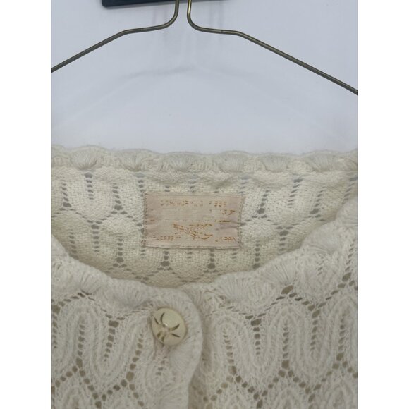 Vtg Millay Japanese Cardigan Womens No SZ Demure white/cream Cable Knit Sweater - Picture 3 of 4